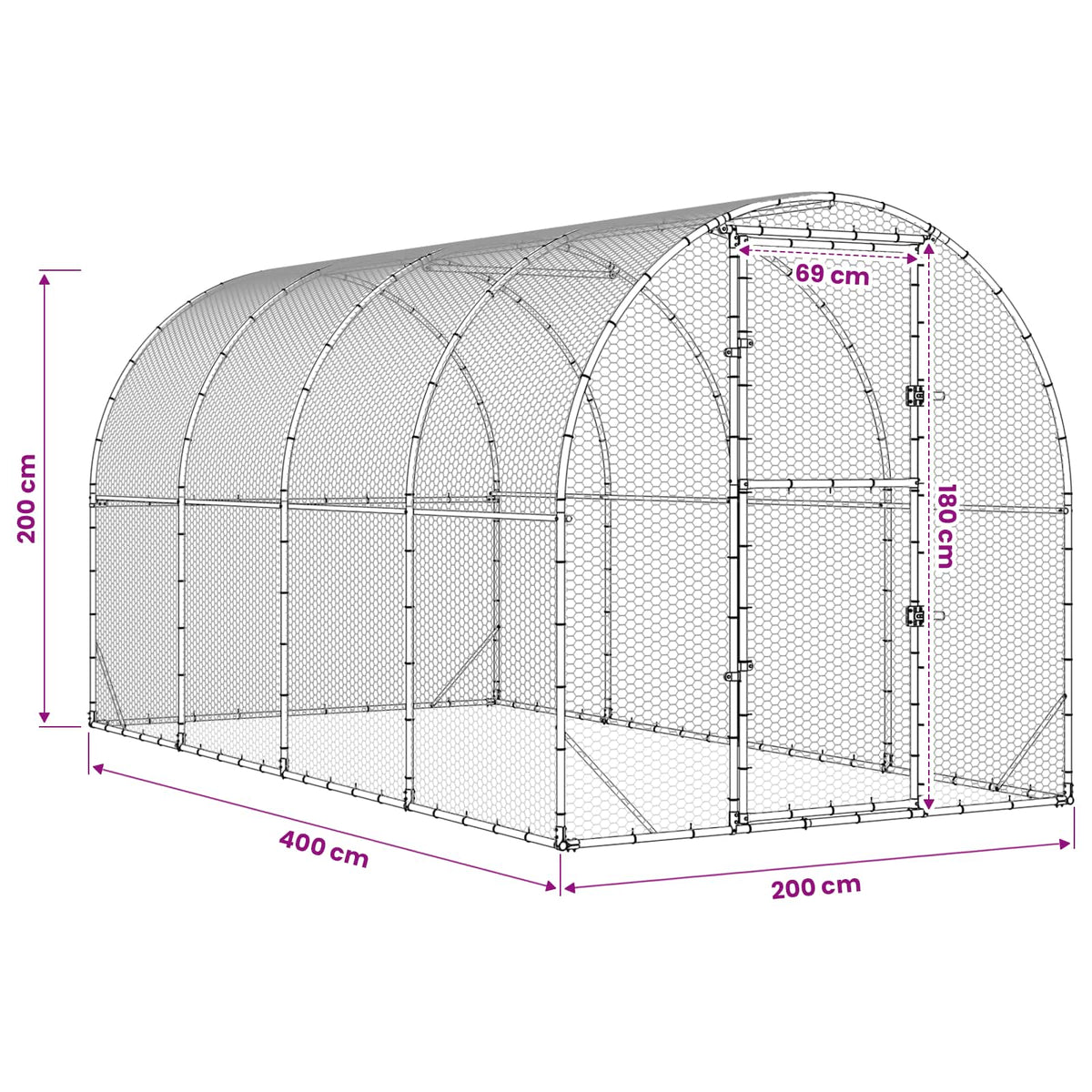 Κοτέτσι Ασημί 400 x 200 x 200 εκ. Γαλβανισμένος Χάλυβας - Pakobazaar