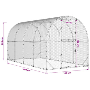 Κοτέτσι Ασημί 400 x 200 x 200 εκ. Γαλβανισμένος Χάλυβας - Pakobazaar