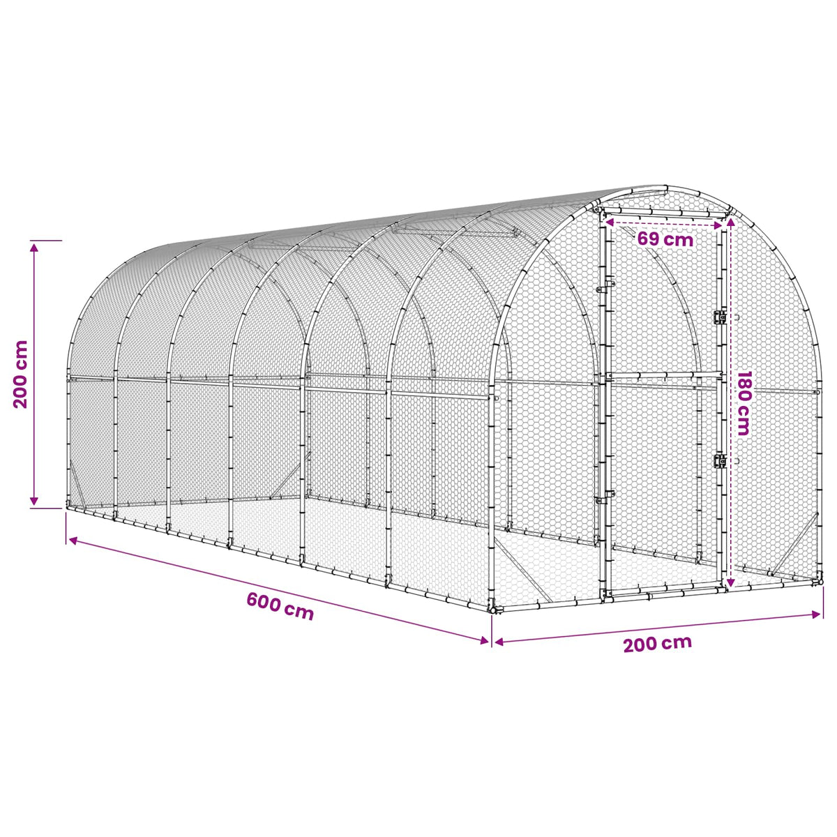 Κοτέτσι Ασημί 600 x 200 x 200 εκ. Γαλβανισμένος Χάλυβας - Pakobazaar