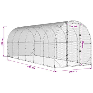 Κοτέτσι Ασημί 600 x 200 x 200 εκ. Γαλβανισμένος Χάλυβας - Pakobazaar