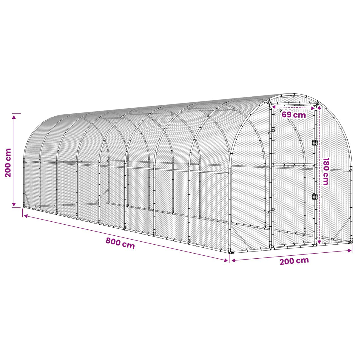 Κοτέτσι Ασημί 800 x 200 x 200 εκ. Γαλβανισμένος Χάλυβας - Pakobazaar