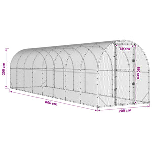 Κοτέτσι Ασημί 800 x 200 x 200 εκ. Γαλβανισμένος Χάλυβας - Pakobazaar