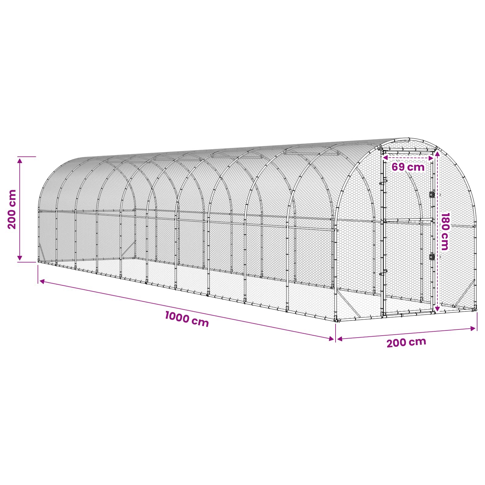 Κοτέτσι Ασημί 1000 x 200 x 200 εκ. Γαλβανισμένος Χάλυβας