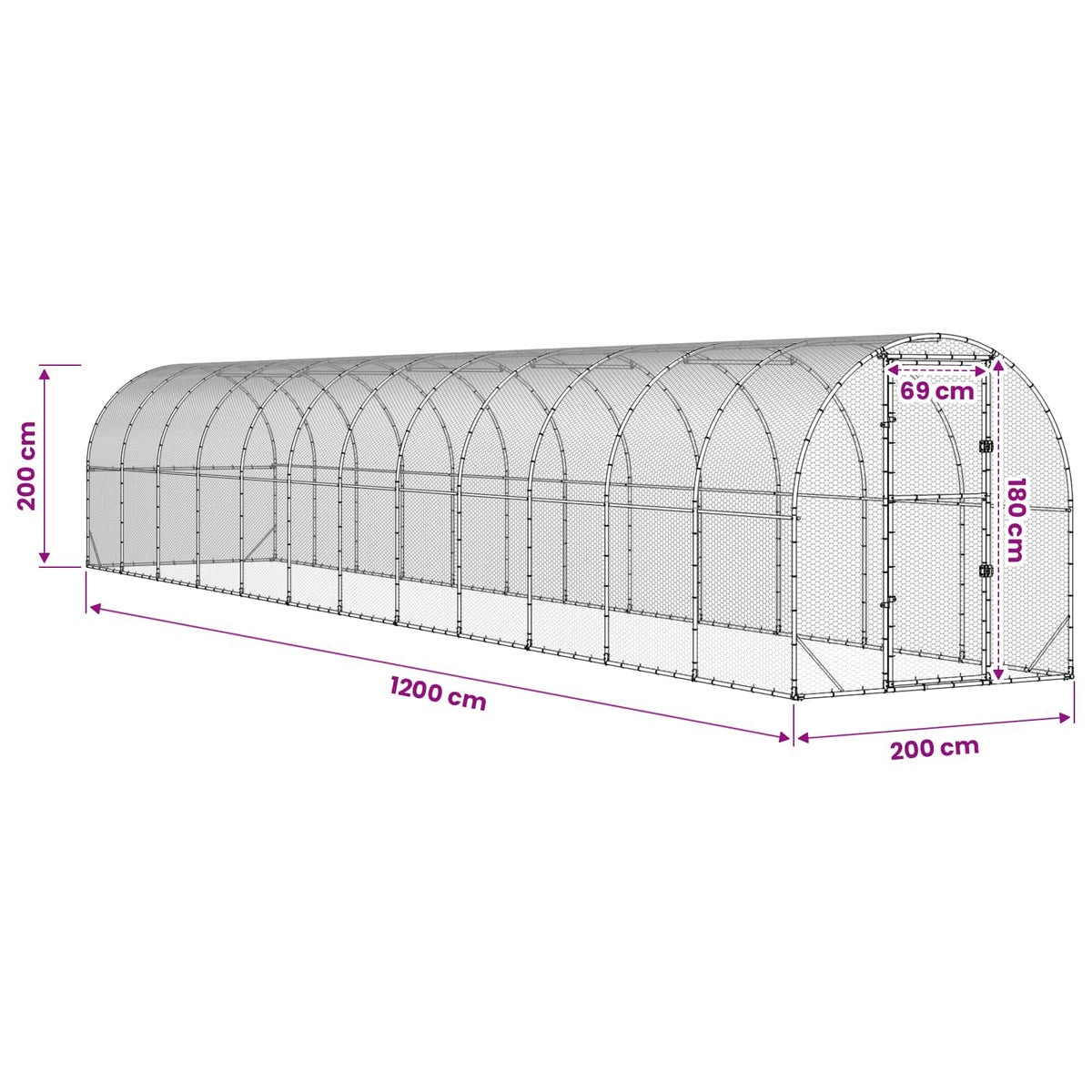 Κοτέτσι Ασημί 1200 x 200 x 200 εκ. Γαλβανισμένος Χάλυβας - Pakobazaar