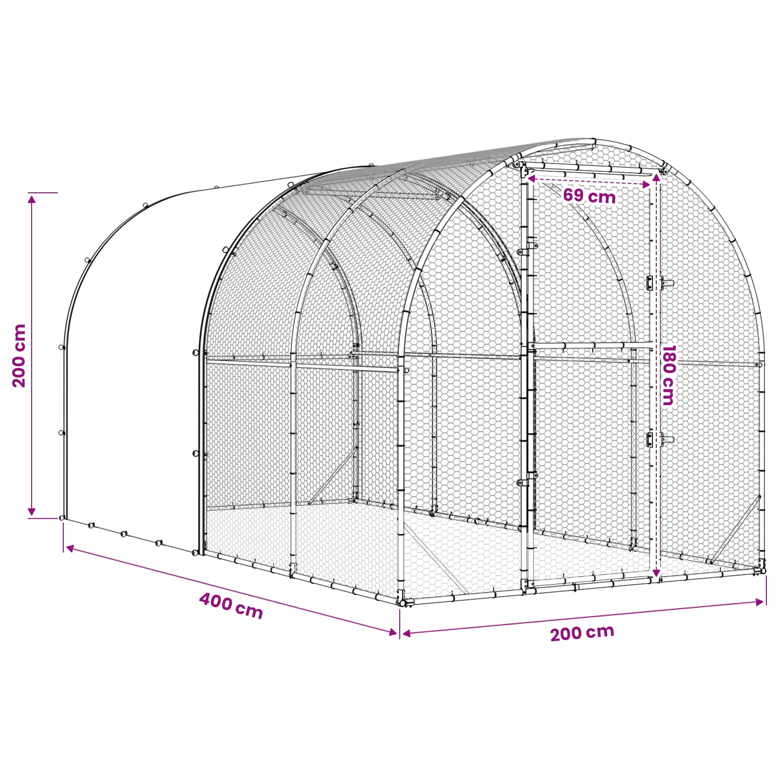 Κοτέτσι Ασημί 400 x 200 x 200 εκ. Γαλβανισμένος Χάλυβας