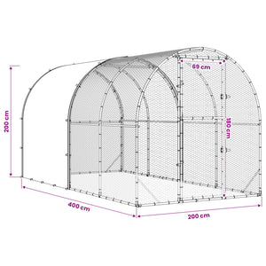 Κοτέτσι Ασημί 400 x 200 x 200 εκ. Γαλβανισμένος Χάλυβας