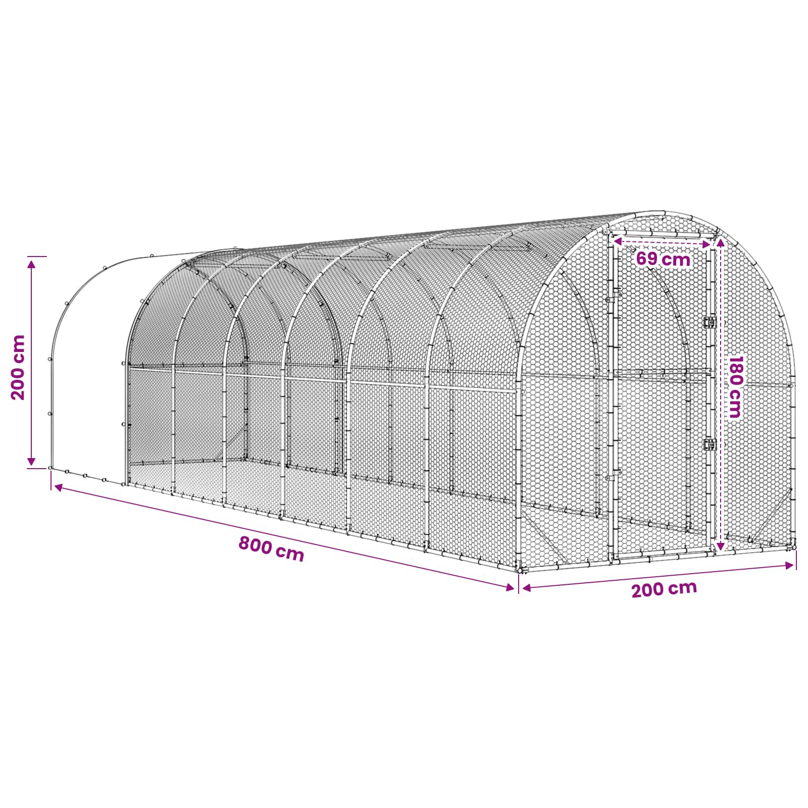 Κοτέτσι Ασημί 800 x 200 x 200 εκ. Γαλβανισμένος Χάλυβας