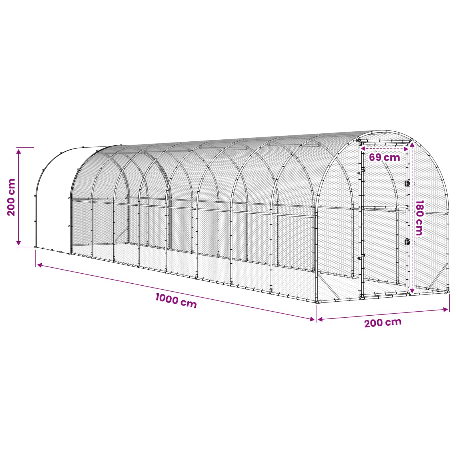 Κοτέτσι Ασημί 1000 x 200 x 200 εκ. Γαλβανισμένος Χάλυβας