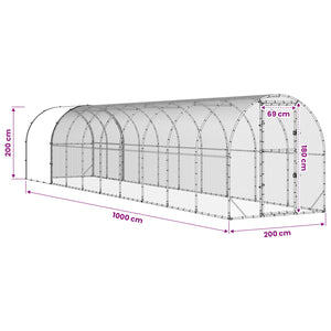 Κοτέτσι Ασημί 1000 x 200 x 200 εκ. Γαλβανισμένος Χάλυβας
