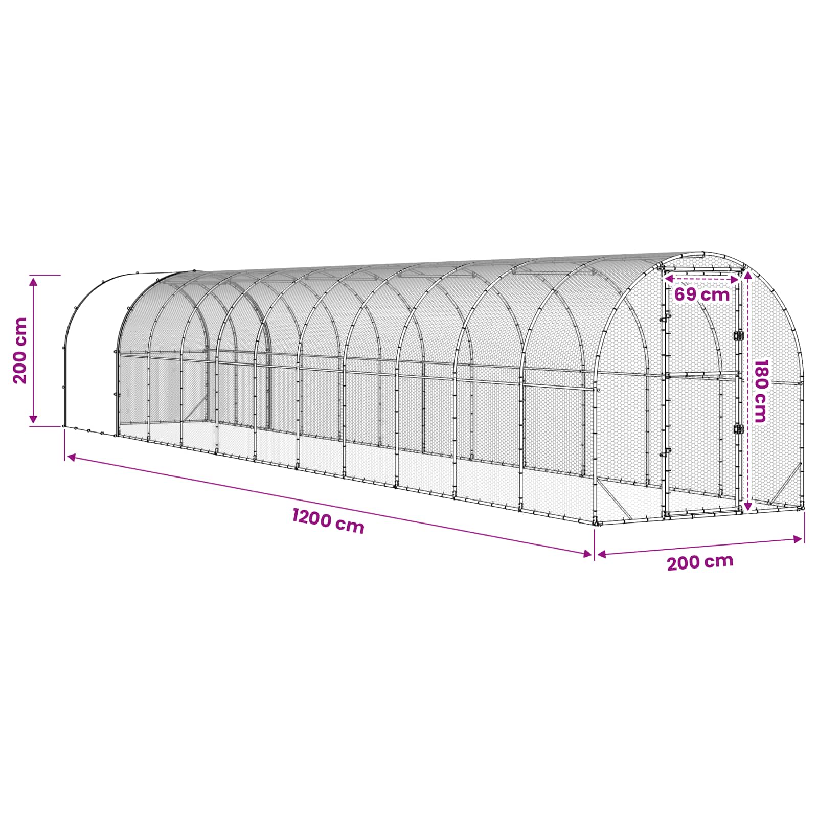 Κοτέτσι Ασημί 1200 x 200 x 200 εκ. Γαλβανισμένος Χάλυβας