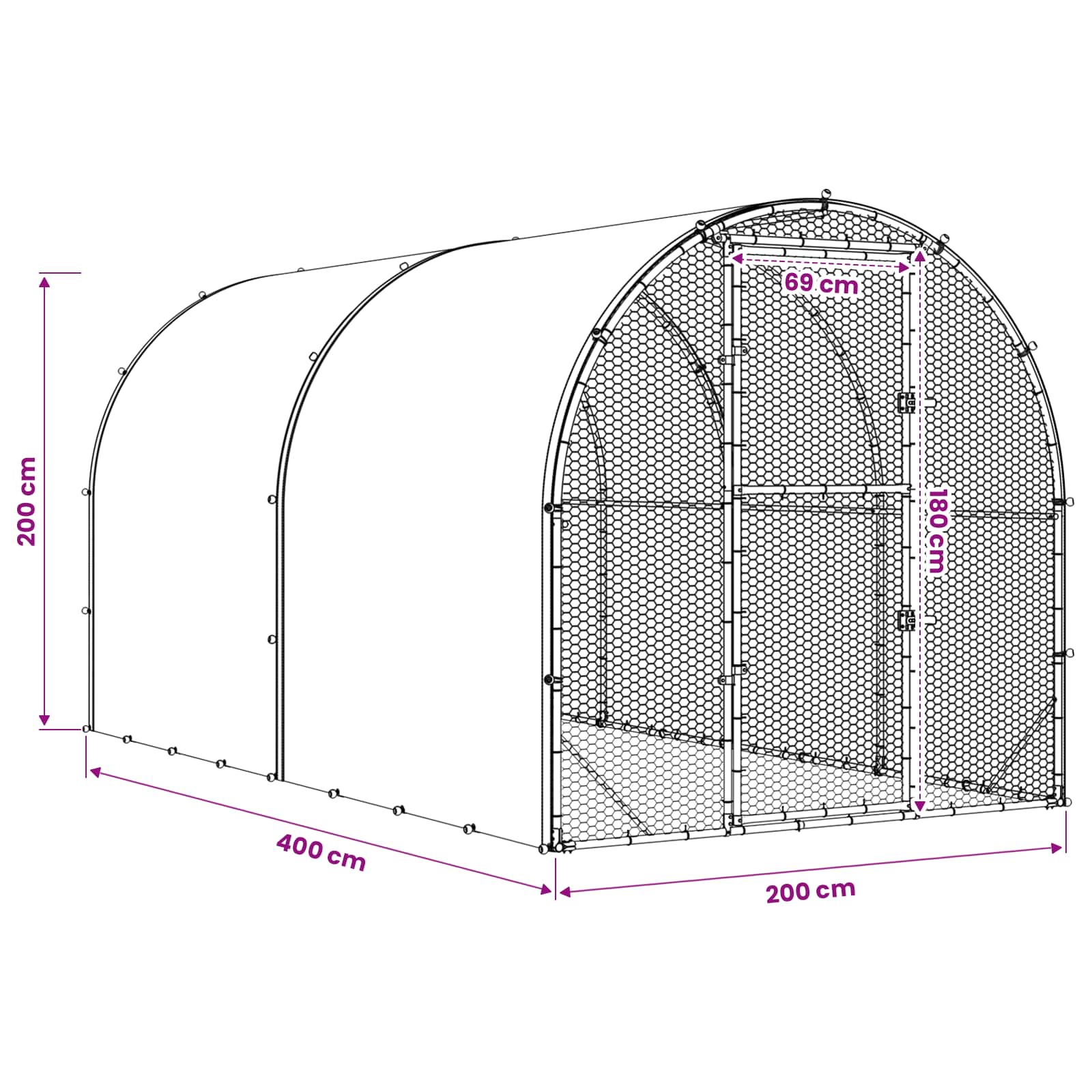 Κοτέτσι Ασημί 400 x 200 x 200 εκ. Γαλβανισμένος Χάλυβας