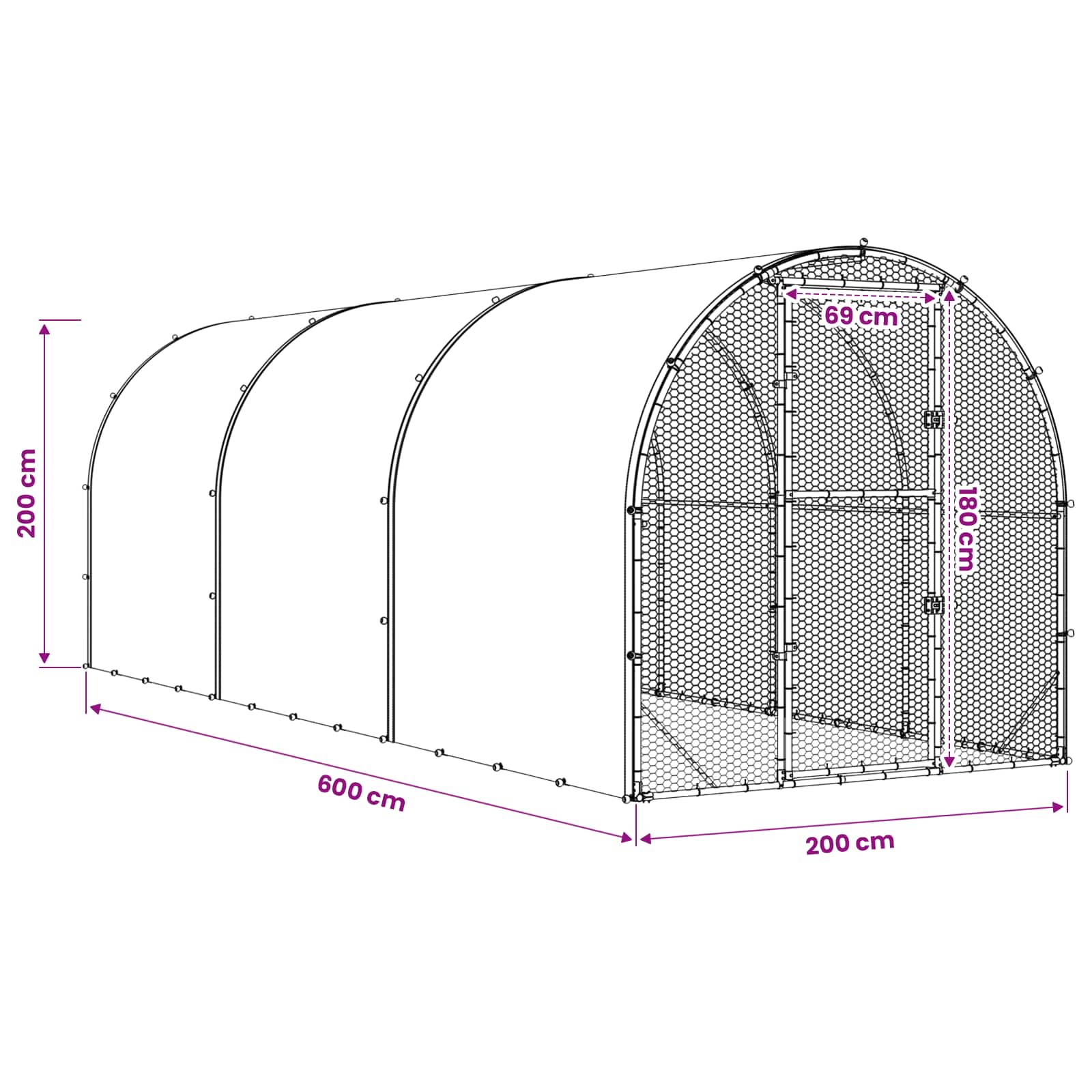 Κοτέτσι Ασημί 600 x 200 x 200 εκ. Γαλβανισμένος Χάλυβας