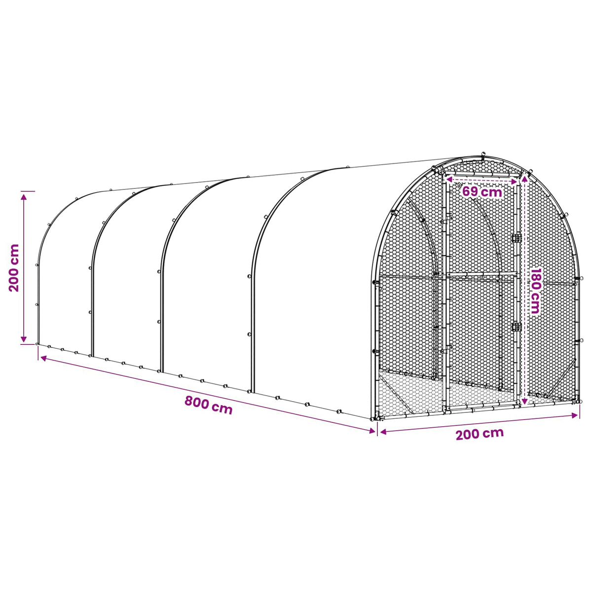 Κοτέτσι Ασημί 800 x 200 x 200 εκ. Γαλβανισμένος Χάλυβας - Pakobazaar