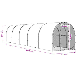 Κοτέτσι Ασημί 1000 x 200 x 200 εκ. Γαλβανισμένος Χάλυβας
