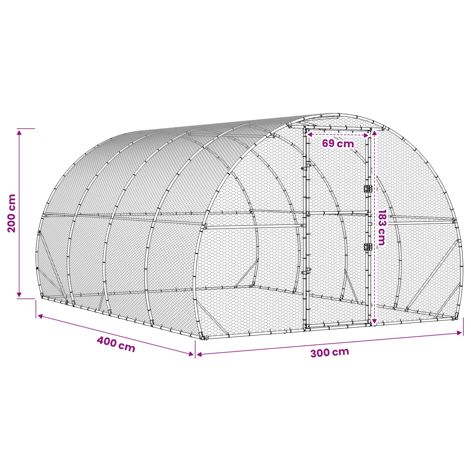 Κοτέτσι Ασημί 400 x 300 x 200 εκ Γαλβανισμένος Χάλυβας