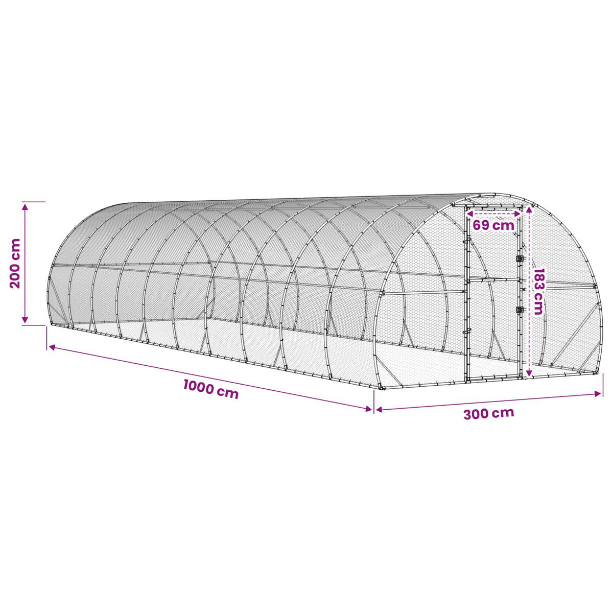Κοτέτσι Ασημί 1000 x 300 x 200 εκ. Γαλβανισμένος Χάλυβας - Pakobazaar