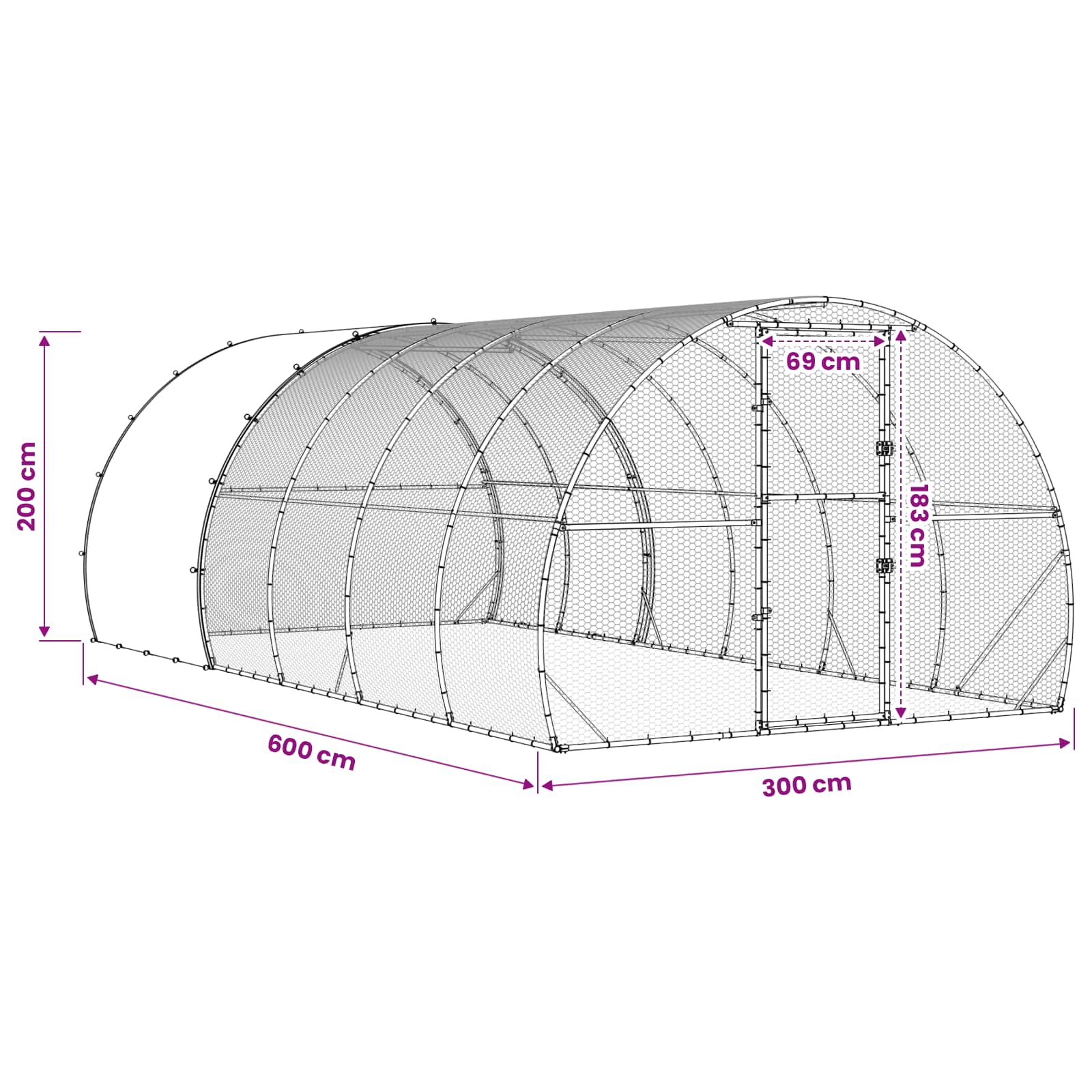Κοτέτσι Ασημί 600 x 300 x 200 cm Γαλβανισμένος Χάλυβας