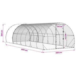 Κοτέτσι Ασημί 800 x 300 x 200 εκ. Γαλβανισμένος Χάλυβας