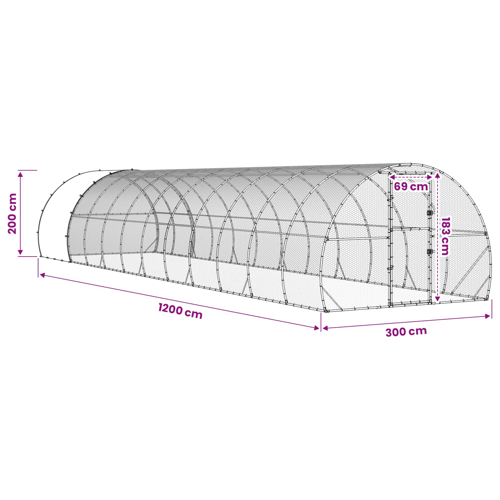 Κοτέτσι Ασημί 1200 x 300 x 200 cm Γαλβανισμένος Χάλυβας