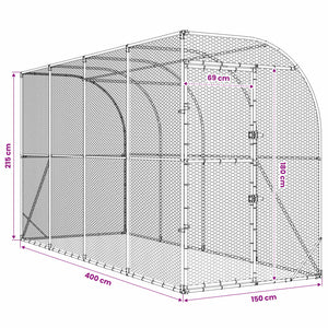 Κλουβί Κοτόπουλων κατά του Τοίχου Ασημί 600 x 150 x 215 εκ. - Pakobazaar