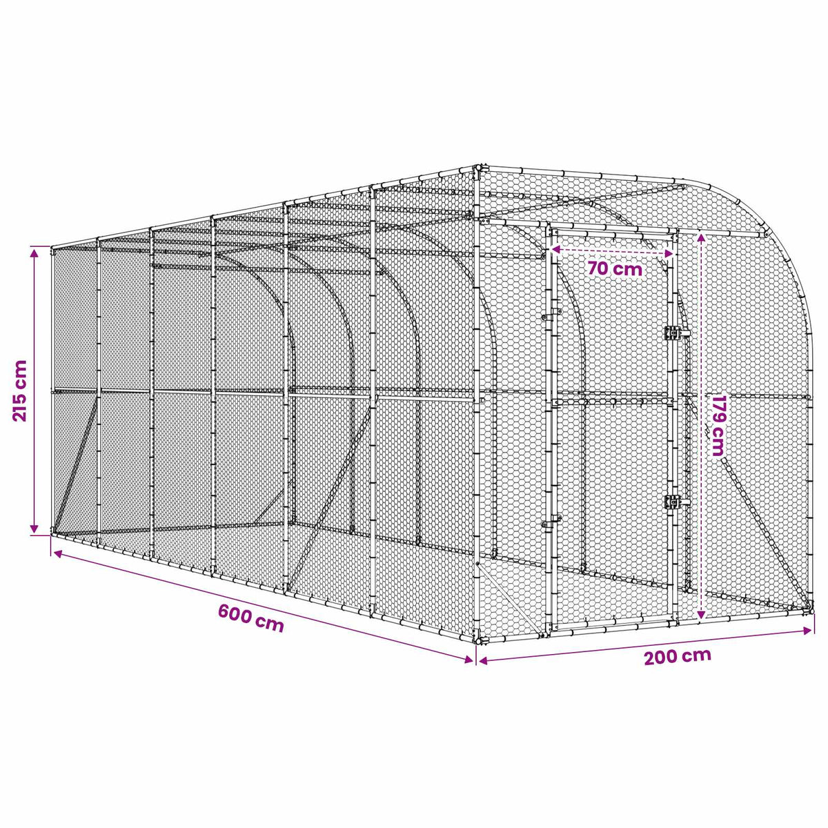 Κλουβί Κοτόπουλων κατά του Τοίχου Ασημί 600 x 150 x 215 εκ. - Pakobazaar