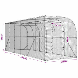 Κλουβί Κοτόπουλων κατά του Τοίχου Ασημί 600 x 150 x 215 εκ. - Pakobazaar