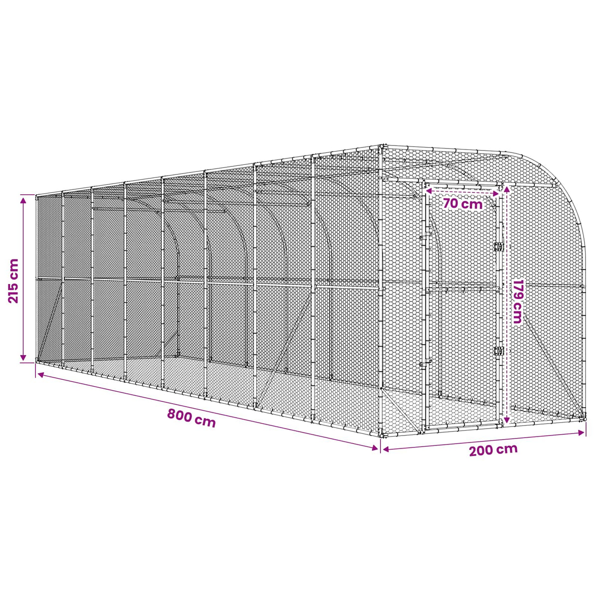 Κλουβί Κοτόπουλων κατά του Τοίχου Ασημί 600 x 150 x 215 εκ. - Pakobazaar