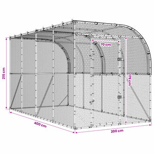 Κλουβί Κοτόπουλων κατά του Τοίχου Ασημί 600 x 150 x 215 εκ. - Pakobazaar