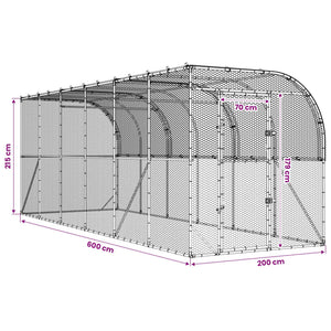 Κλουβί Κοτόπουλων κατά του Τοίχου Ασημί 600 x 150 x 215 εκ. - Pakobazaar