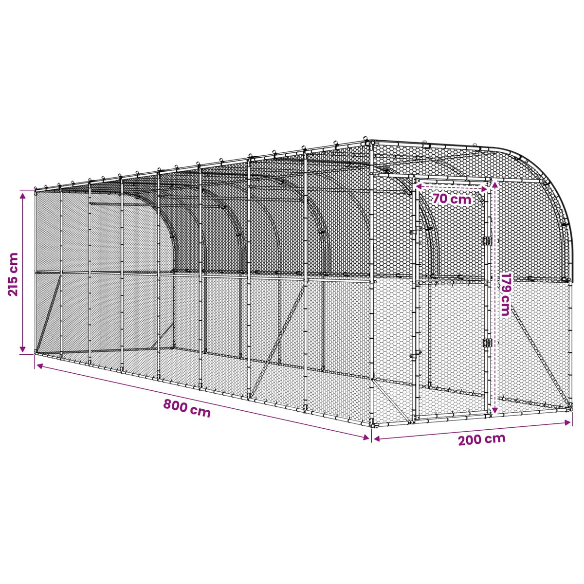 Κλουβί Κοτόπουλων κατά του Τοίχου Ασημί 600 x 150 x 215 εκ.