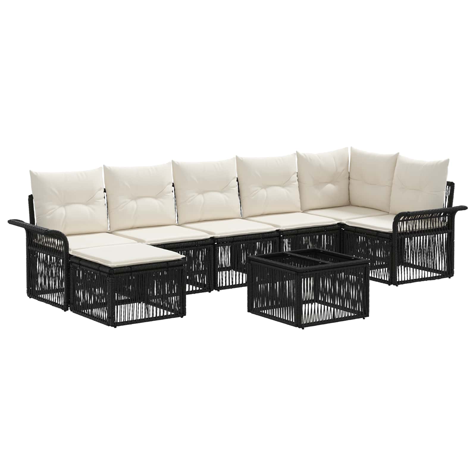 Σετ Καναπέ Κήπου 8 pcs Μαύρο συνθετικό ρατάν - Pakobazaar