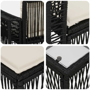 Σετ Καναπέ Κήπου 5 pcs Μαύρο και Κρεμ Λευκό συνθετικό ρατάν - Pakobazaar