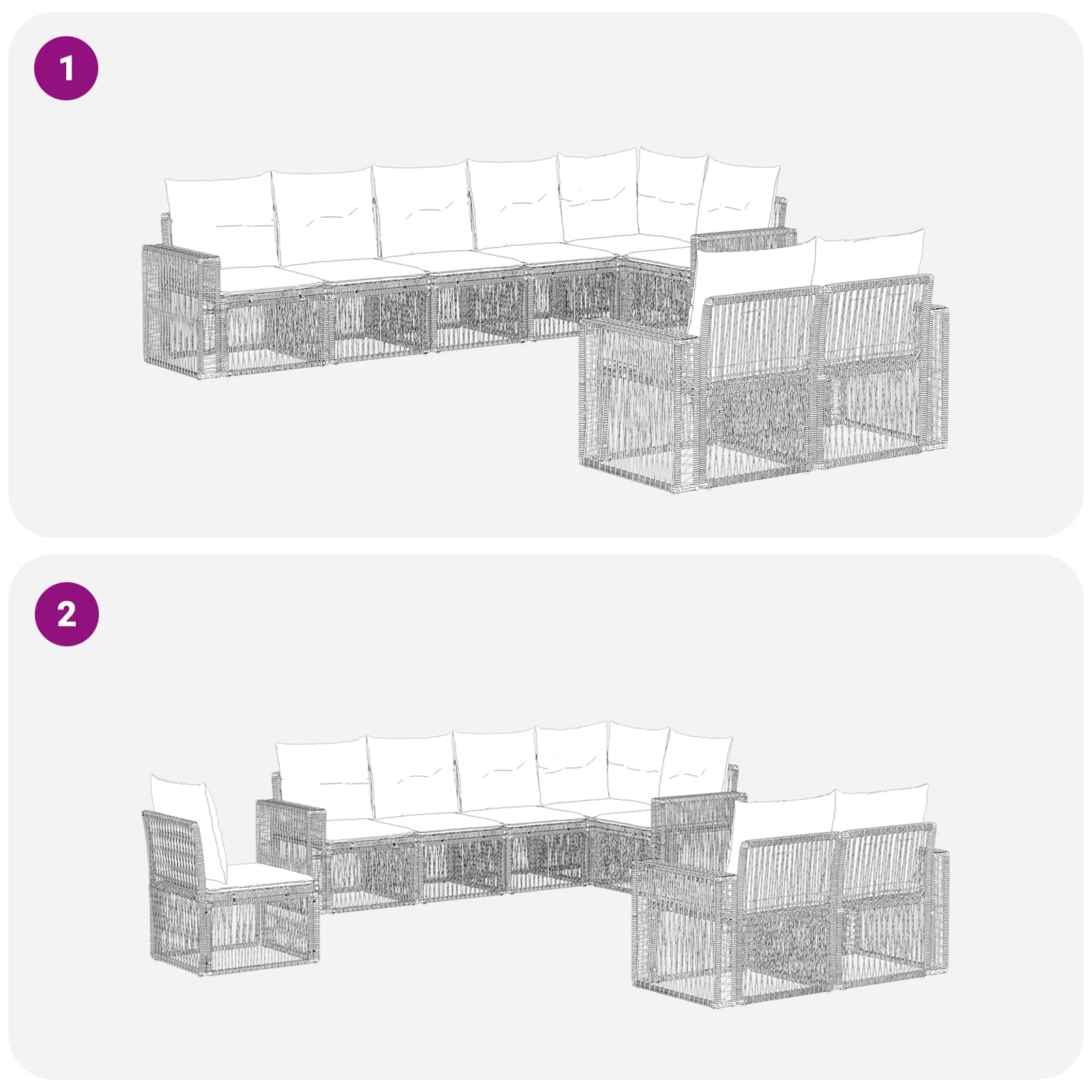 Σετ Καναπέ Κήπου 8 pcs Γκρι και Σκούρο Γκρι συνθετικό ρατάν - Pakobazaar