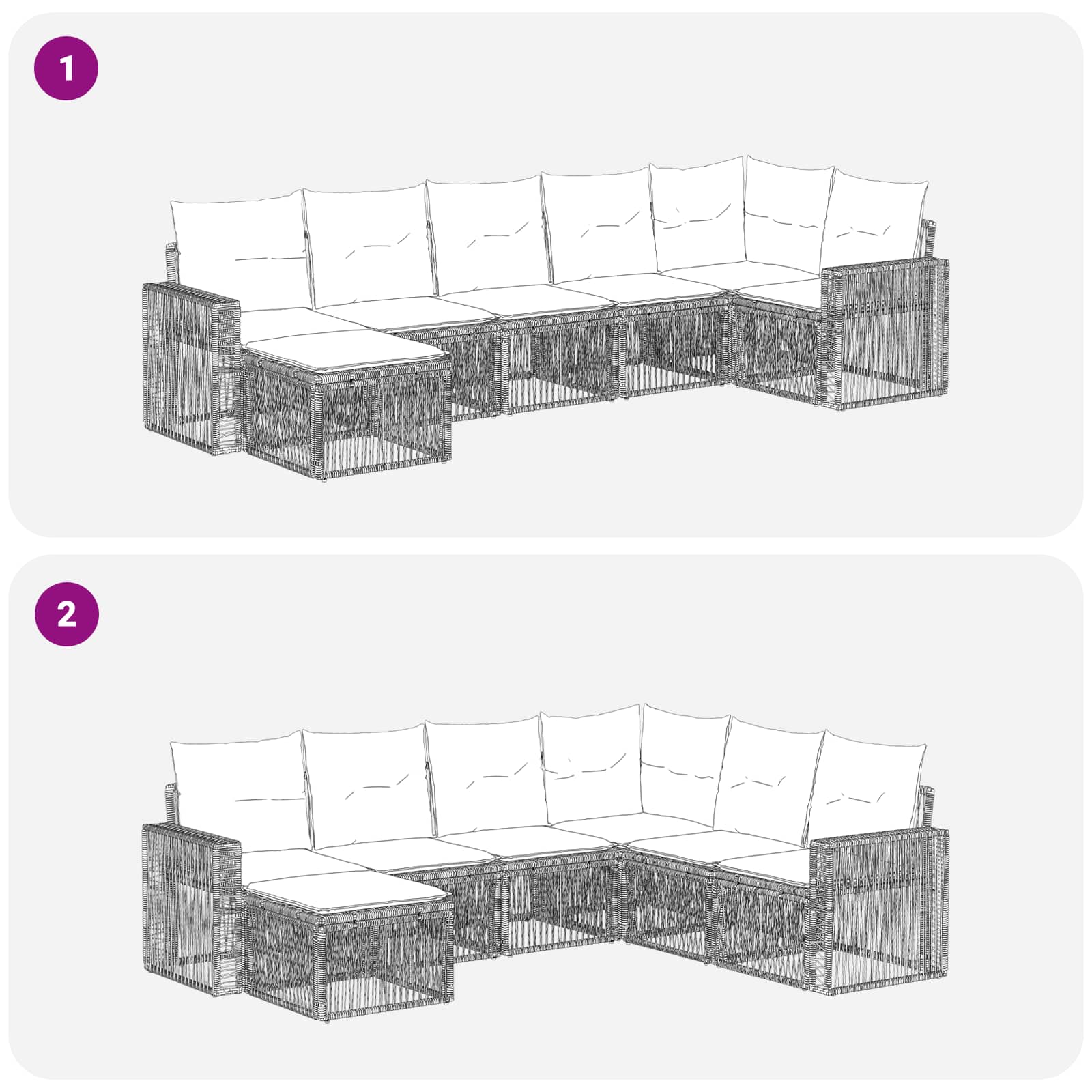 Σετ Καναπέ Κήπου 7 pcs Μπεζ και Κρέμ συνθετικό ρατάν - Pakobazaar