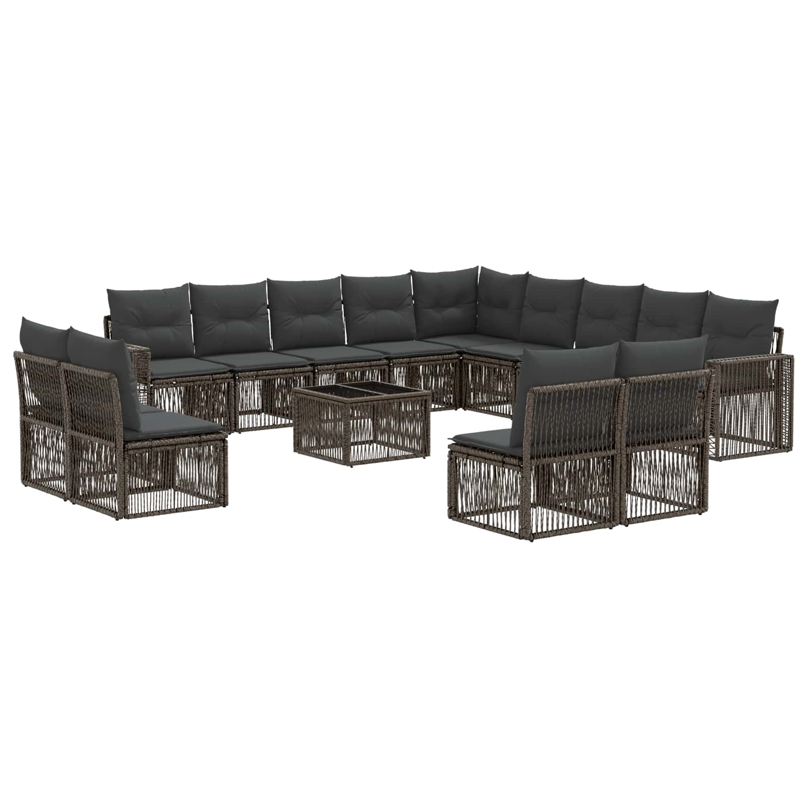 Σετ Καναπέ Κήπου 14 pcs Γκρι και Σκούρο Γκρι συνθετικό ρατάν - Pakobazaar