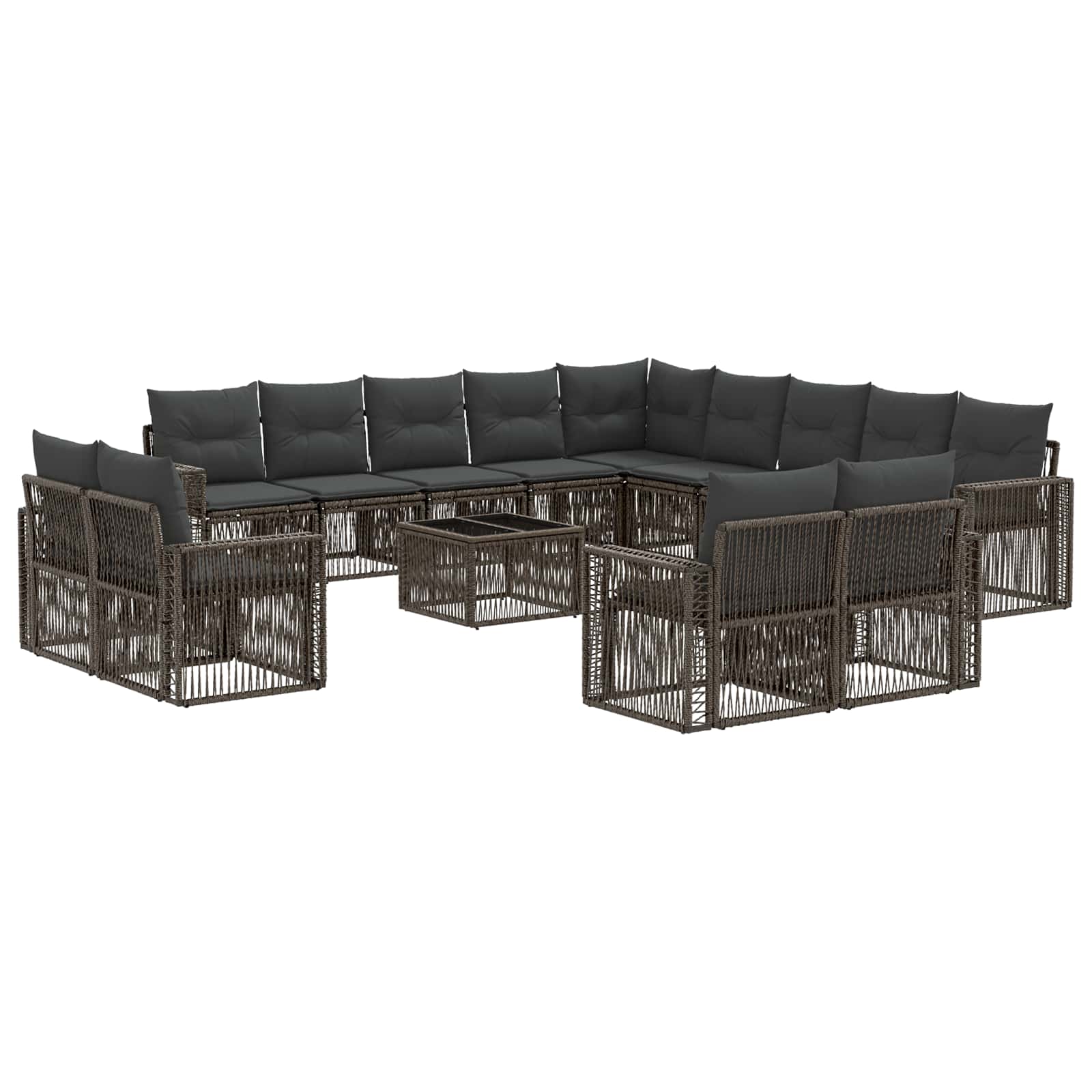 Σετ Καναπέ Κήπου 14 pcs Γκρι και Σκούρο Γκρι συνθετικό ρατάν - Pakobazaar