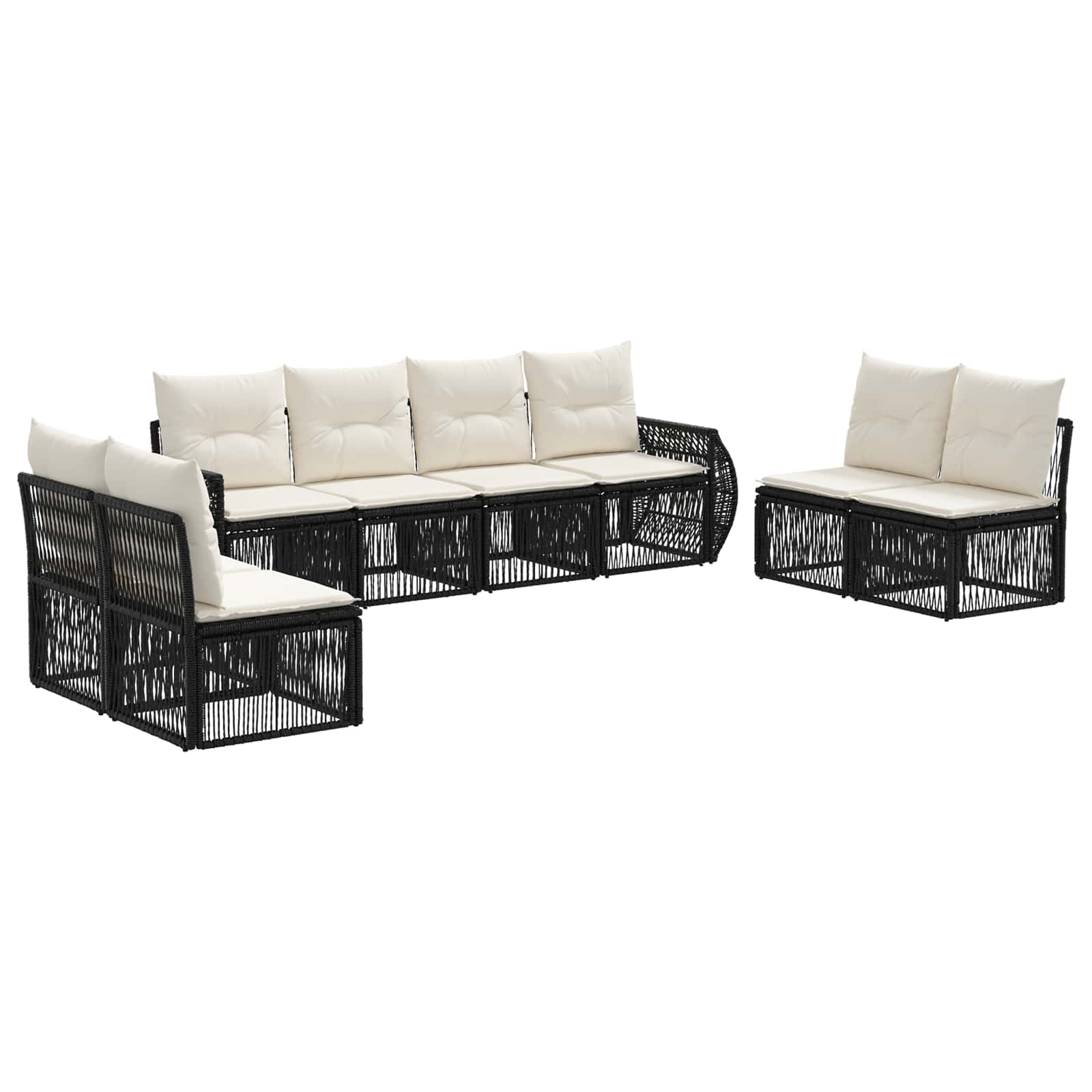 Σετ Καναπέ Κήπου 8 pcs Μαύρο και Κρεμ Λευκό συνθετικό ρατάν - Pakobazaar