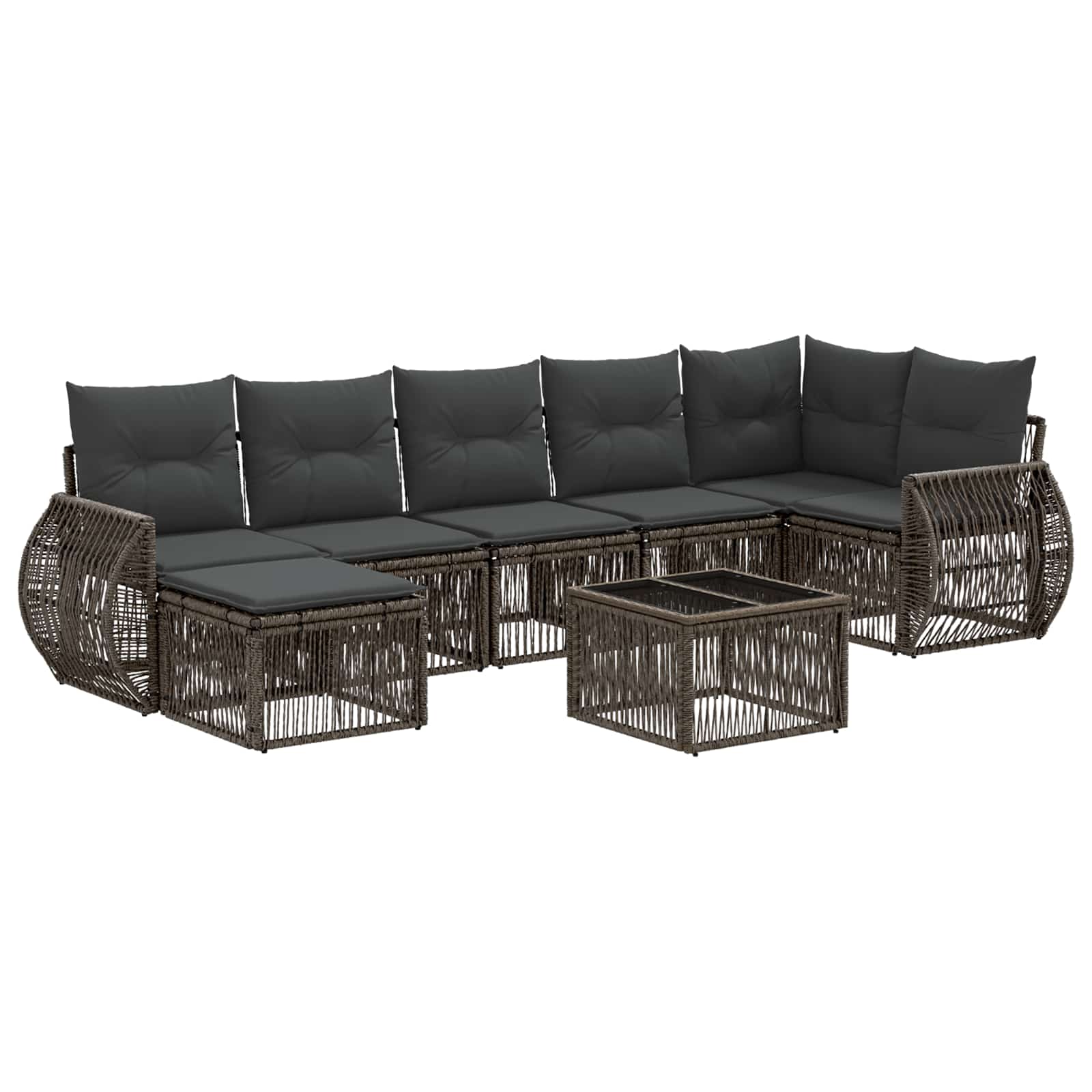 Σετ Καναπέ Κήπου 8 pcs Γκρι και Σκούρο Γκρι συνθετικό ρατάν - Pakobazaar