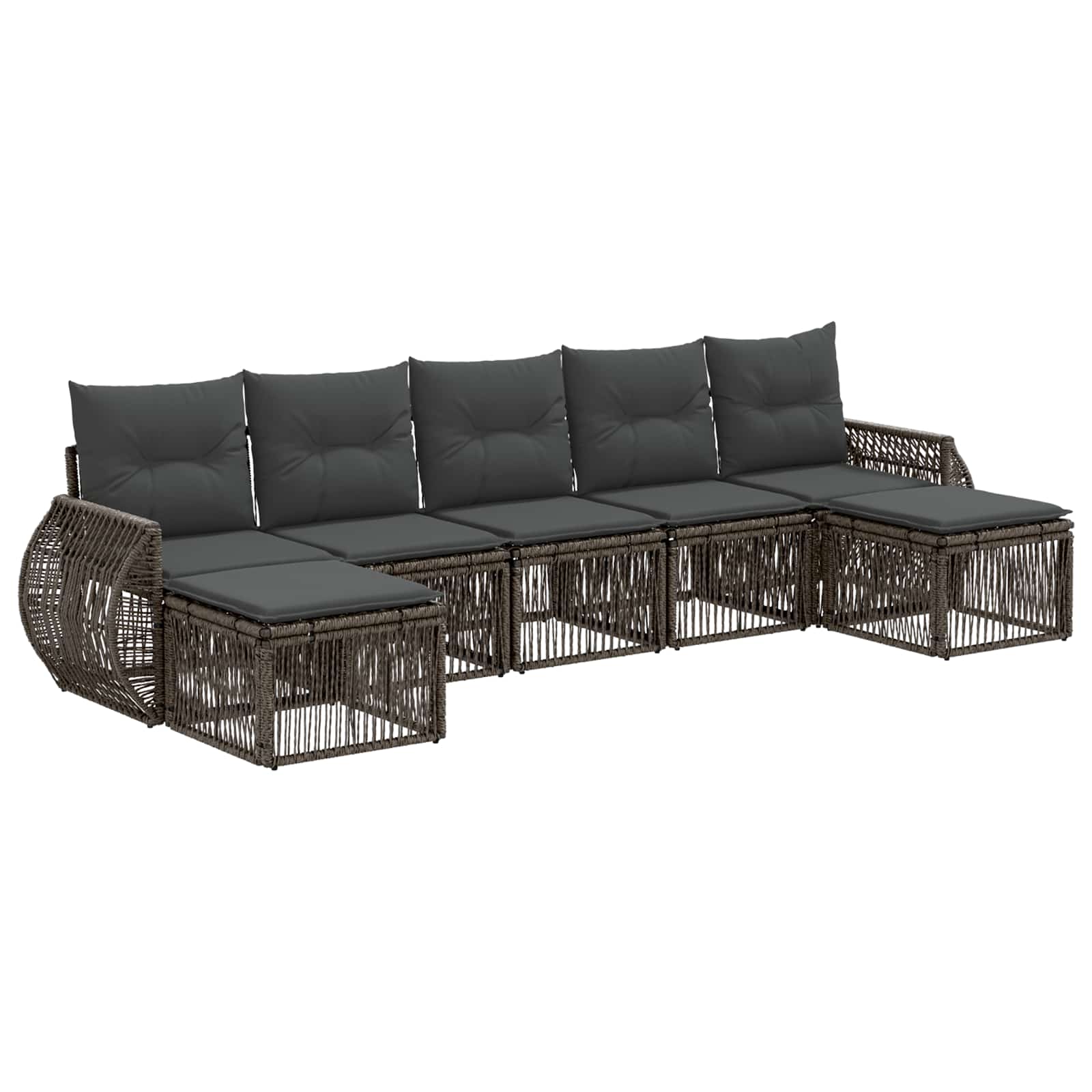 Σετ Καναπέ Κήπου 7 pcs Γκρι και Σκούρο Γκρι συνθετικό ρατάν - Pakobazaar