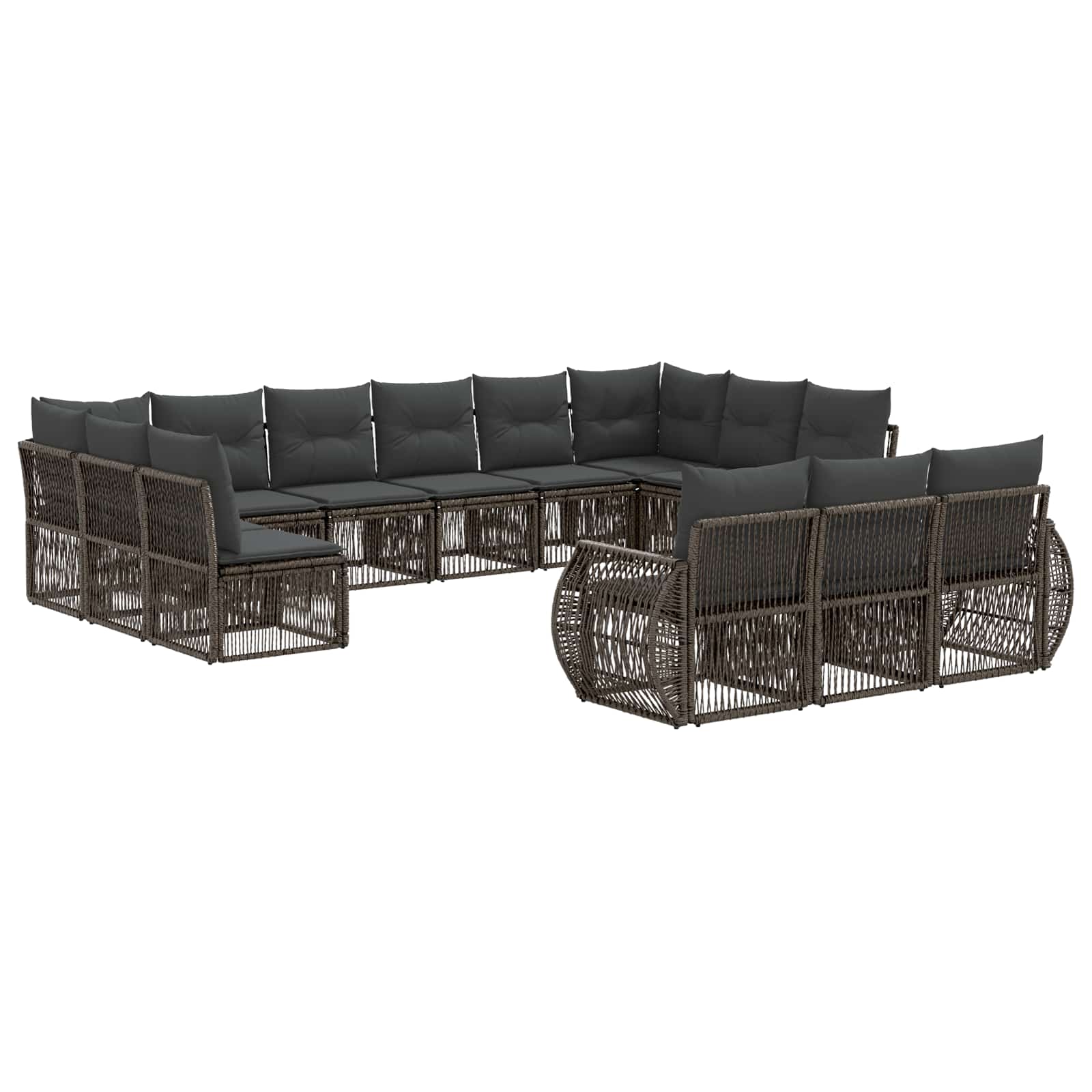 Σετ Καναπέ Κήπου 13 pcs Γκρι και Σκούρο Γκρι συνθετικό ρατάν - Pakobazaar