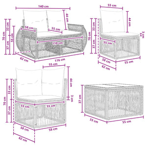 Σετ Καναπέ Κήπου 14 pcs Μαύρο και Κρεμ Λευκό συνθετικό ρατάν - Pakobazaar