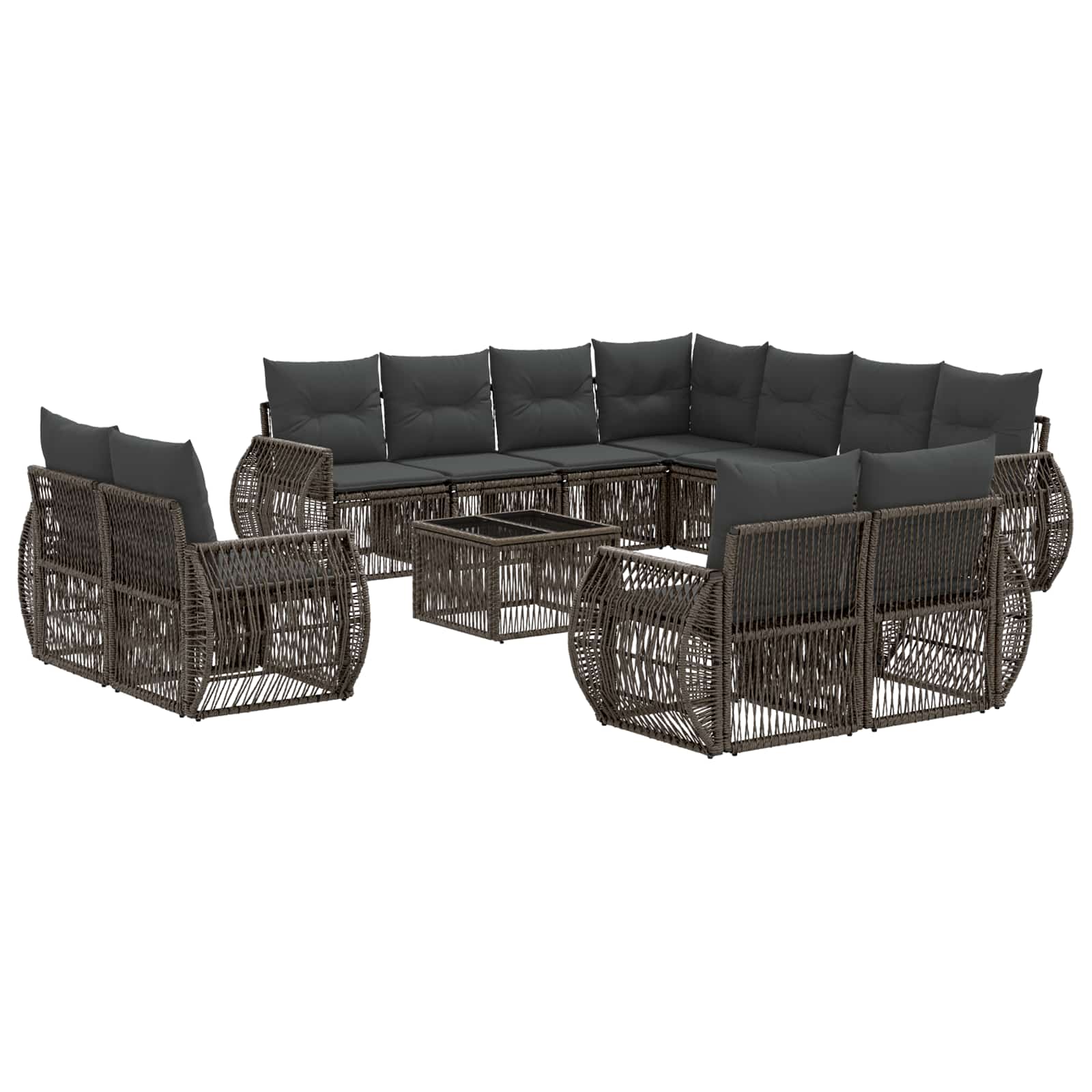 Σετ Καναπέ Κήπου 12 pcs Γκρι και Σκούρο Γκρι συνθετικό ρατάν - Pakobazaar