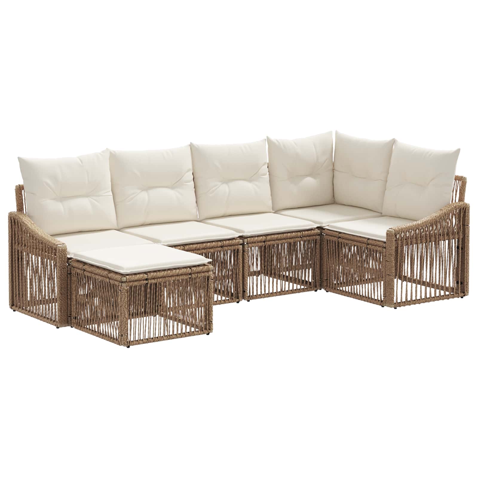 Σετ Καναπέ Κήπου 6 pcs Μπεζ συνθετικό ρατάν - Pakobazaar