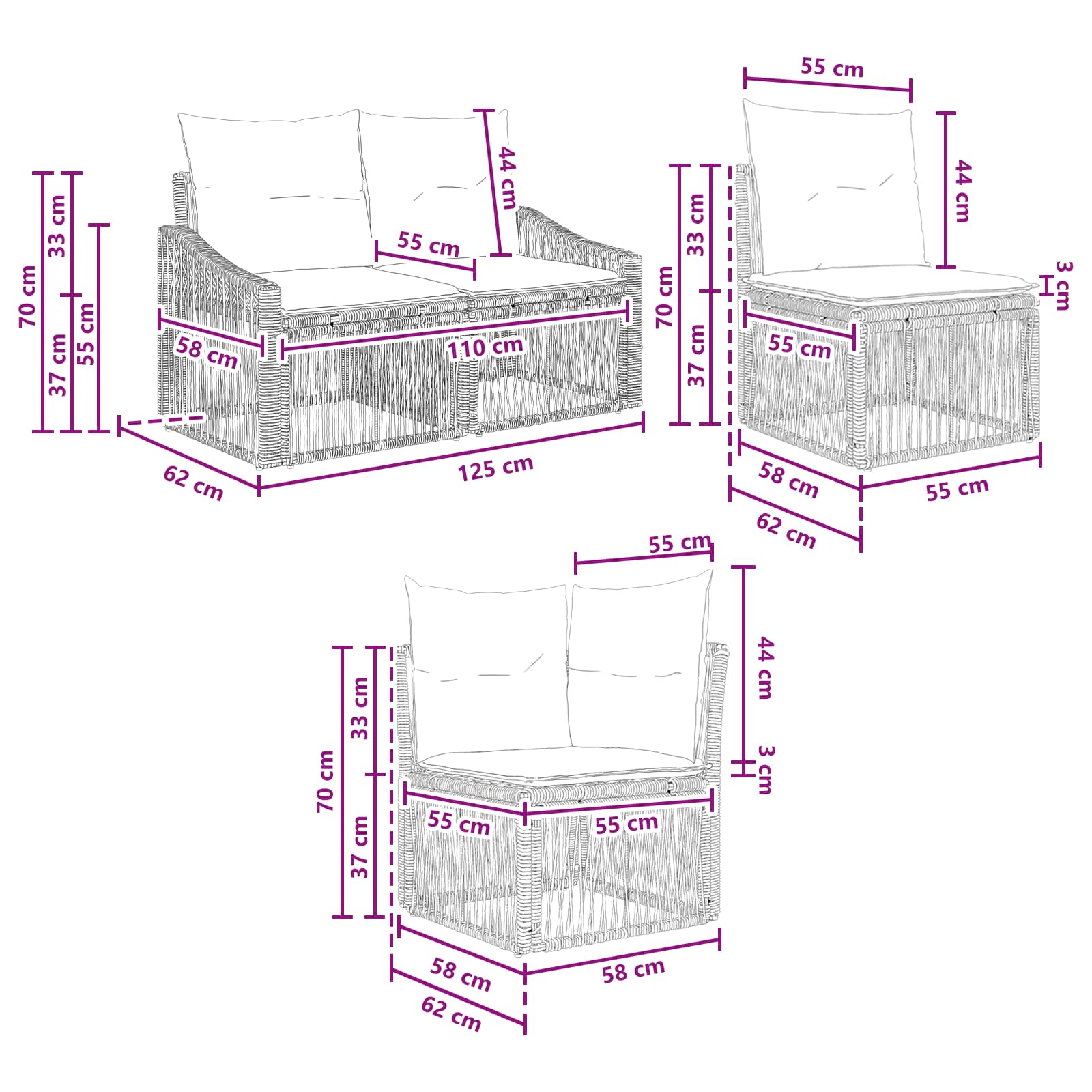 Σετ Καναπέ Κήπου 7 τμχ. 7-Αριθμός καθισμάτων Μπεζ - Pakobazaar