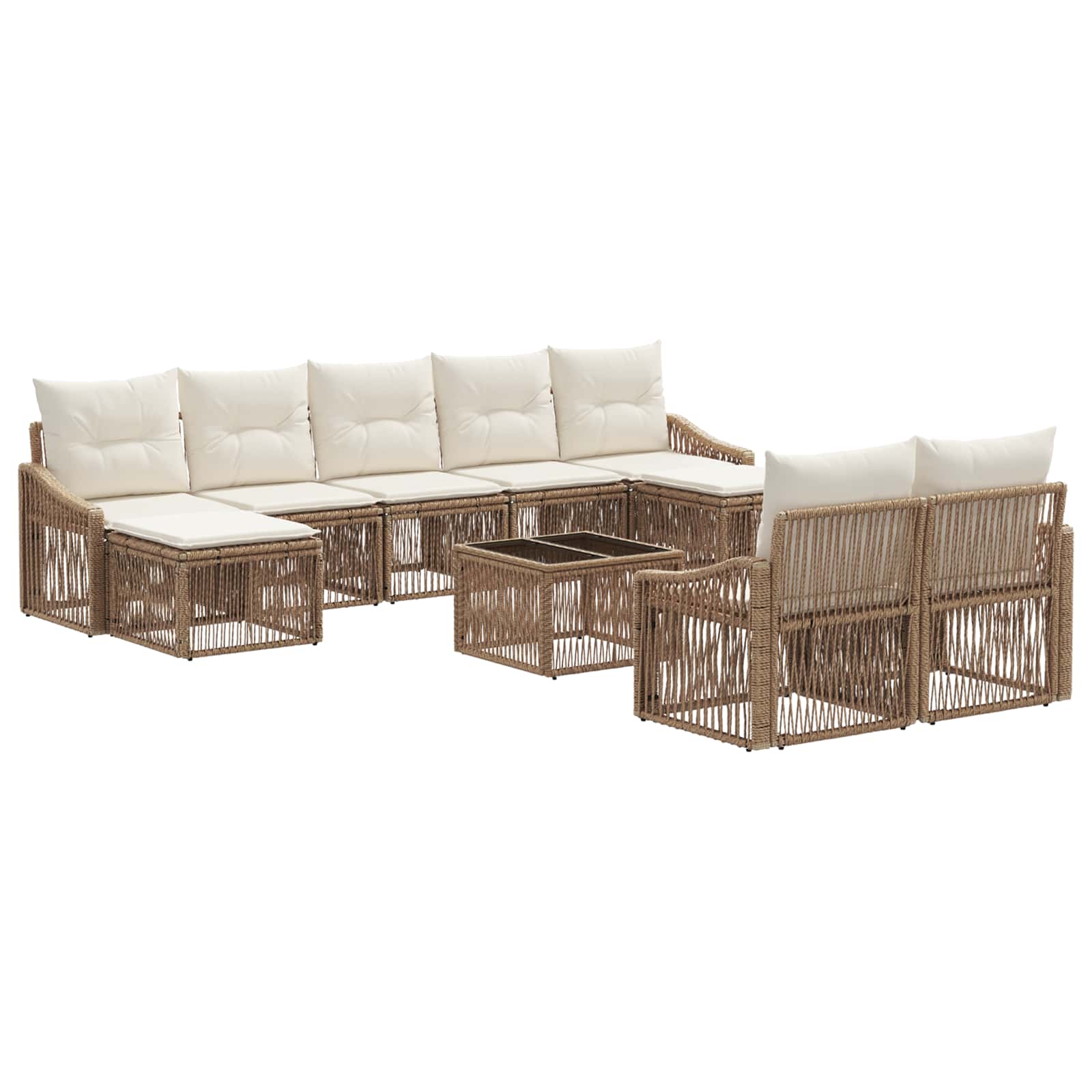 Σετ Καναπέ Κήπου 10 pcs Μπεζ συνθετικό ρατάν - Pakobazaar
