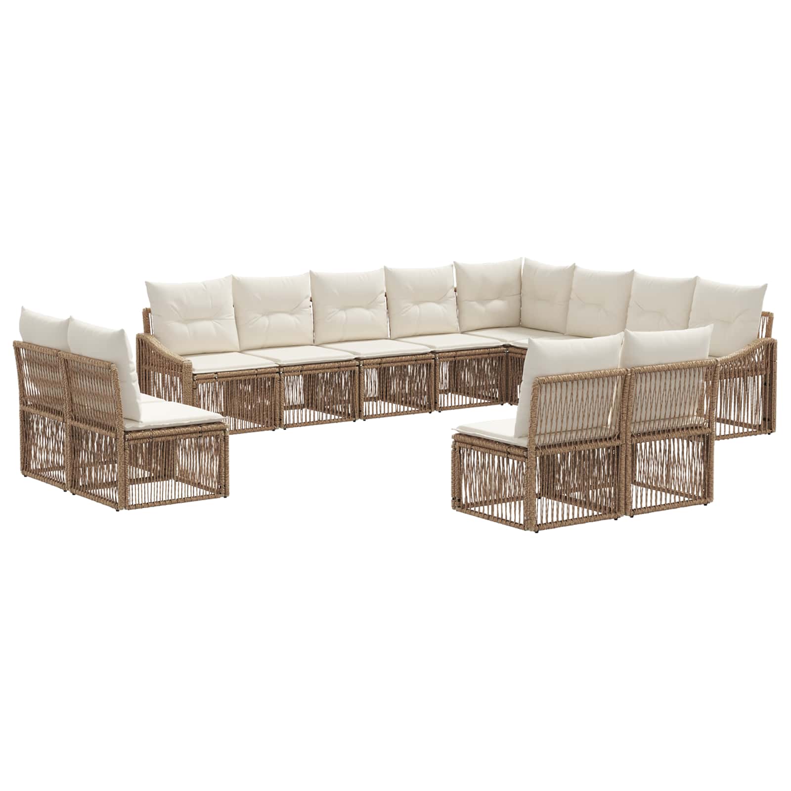 Σετ Καναπέ Κήπου 12 pcs Μπεζ συνθετικό ρατάν - Pakobazaar