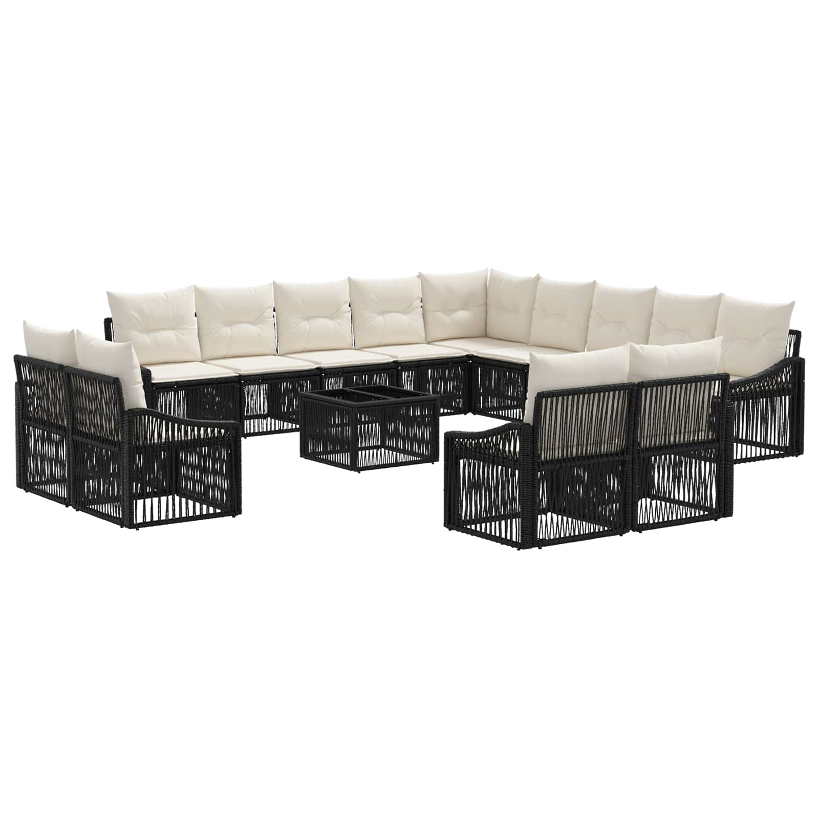 Σετ Καναπέ Κήπου 14 pcs Μαύρο συνθετικό ρατάν - Pakobazaar