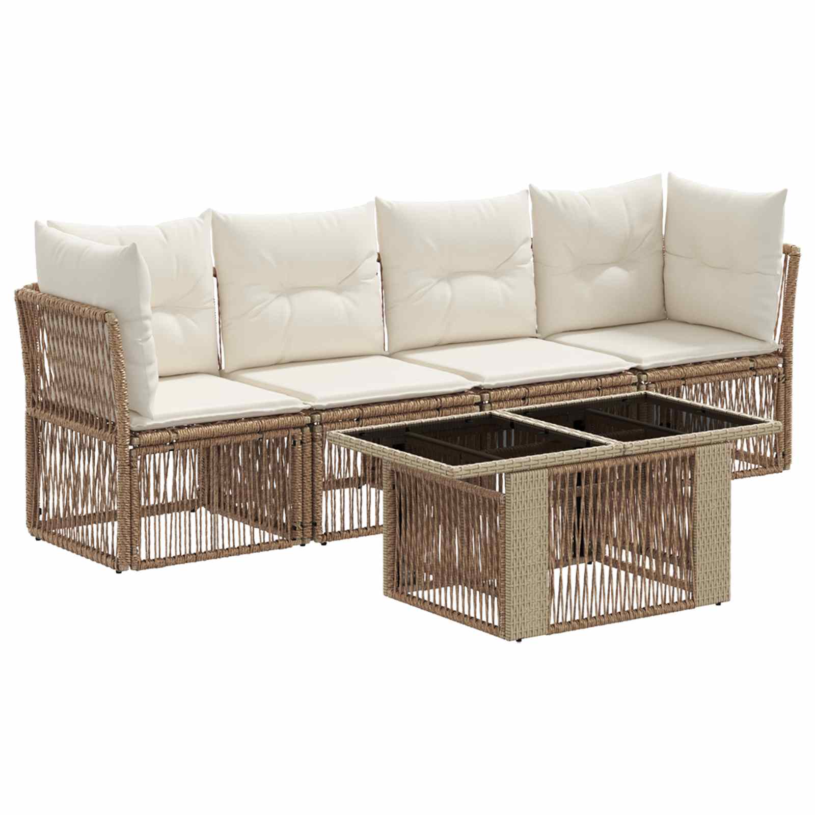 Σετ Καναπέ Κήπου 5 τμχ. Μπεζ συνθετικό ρατάν