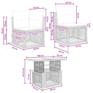 Σετ Καναπέ Κήπου 6 τμχ. Μαύρο συνθετικό ρατάν