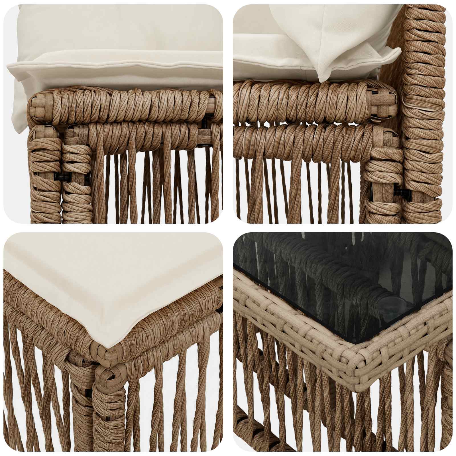 Σετ Καναπέ Κήπου 7 τμχ. Μπεζ συνθετικό ρατάν - Pakobazaar